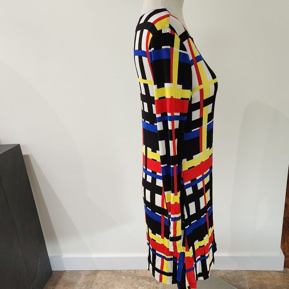 Calvin Tran pull over dress, 80s inspired bold print,simple lines - Picture 2 of 5